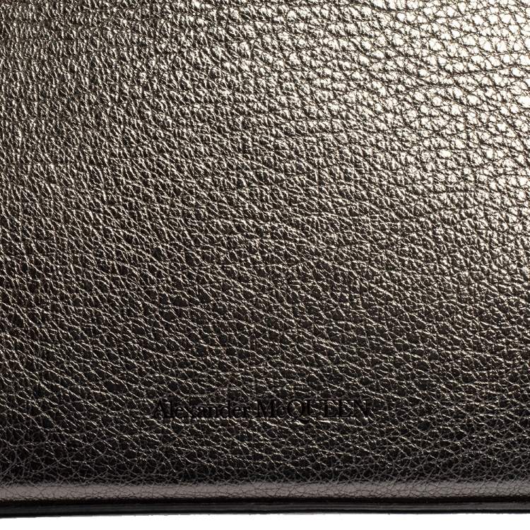 Pre Owned Alexander McQueen Metallic Leather Mini Box Crossbody Bag