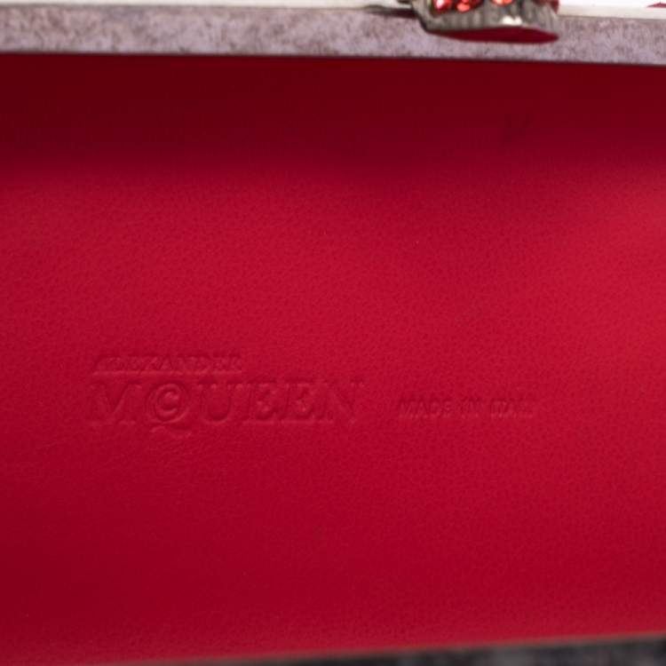 Pre Owned Alexander McQueen Pink Python Skull Box Clutch