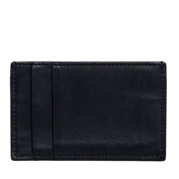 Pre Owned Alexander McQueen Black Leather Skull Print Card Holder