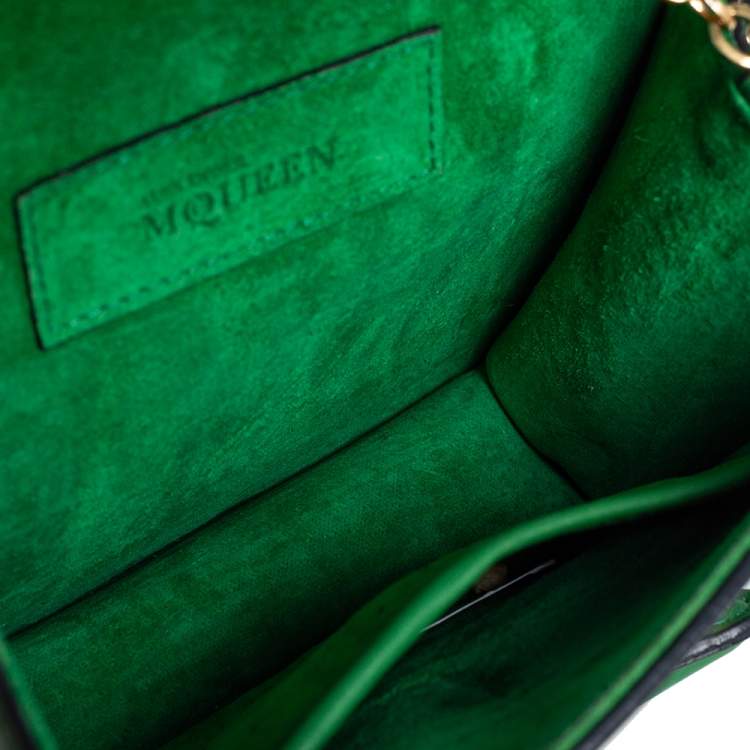 Pre Owned Alexander McQueen Green Leather Mini Heroine Chain Crossbody Bag