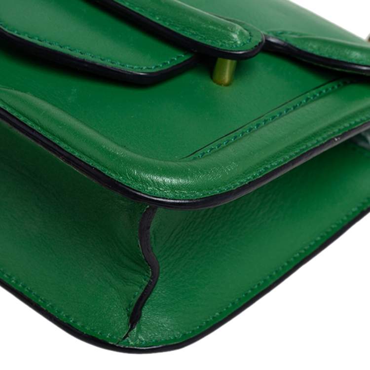 Pre Owned Alexander McQueen Green Leather Mini Heroine Chain Crossbody Bag