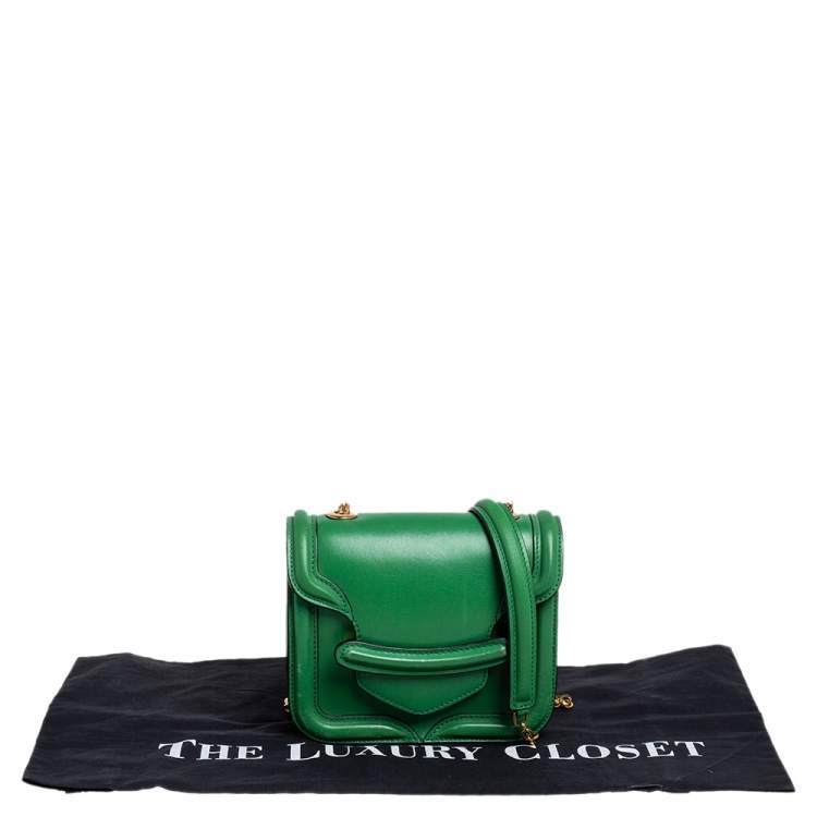Pre Owned Alexander McQueen Green Leather Mini Heroine Chain Crossbody Bag
