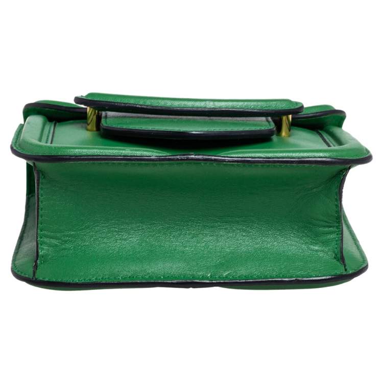 Pre Owned Alexander McQueen Green Leather Mini Heroine Chain Crossbody Bag