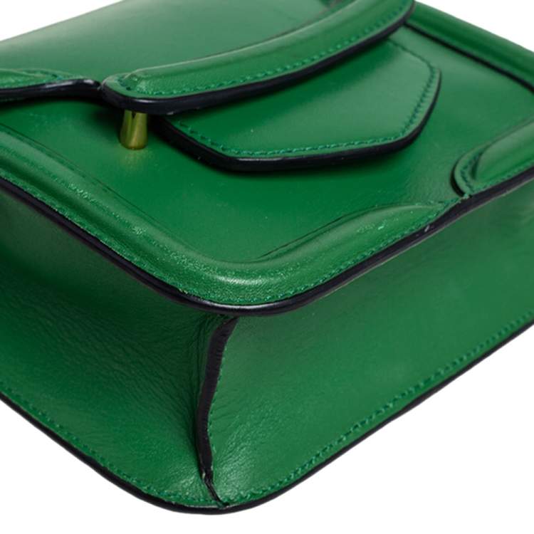 Pre Owned Alexander McQueen Green Leather Mini Heroine Chain Crossbody Bag
