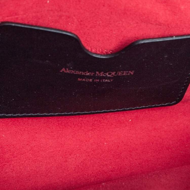 Pre Owned Alexander McQueen Black Croc Embossed Leather The Story Shoulder Bag