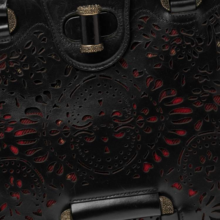 مملوكة مسبقًا Alexander McQueen Black Laser Cut Leather Satchel