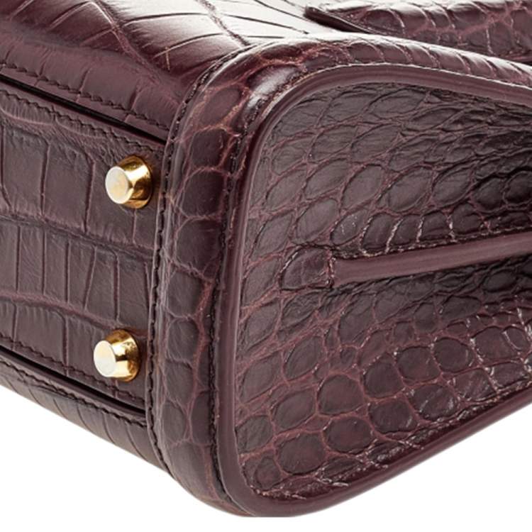Alexander McQueen Burgundy Croc Embossed Leather Heroine 21 Satchel