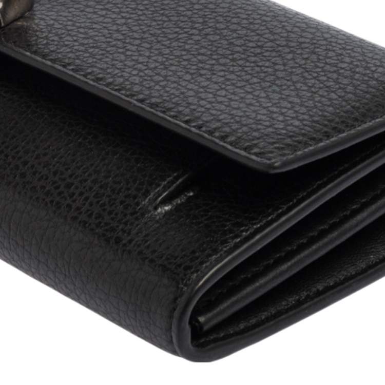 Pre Owned Alexander McQueen Black Leather Skull Continental Wallet On Chain