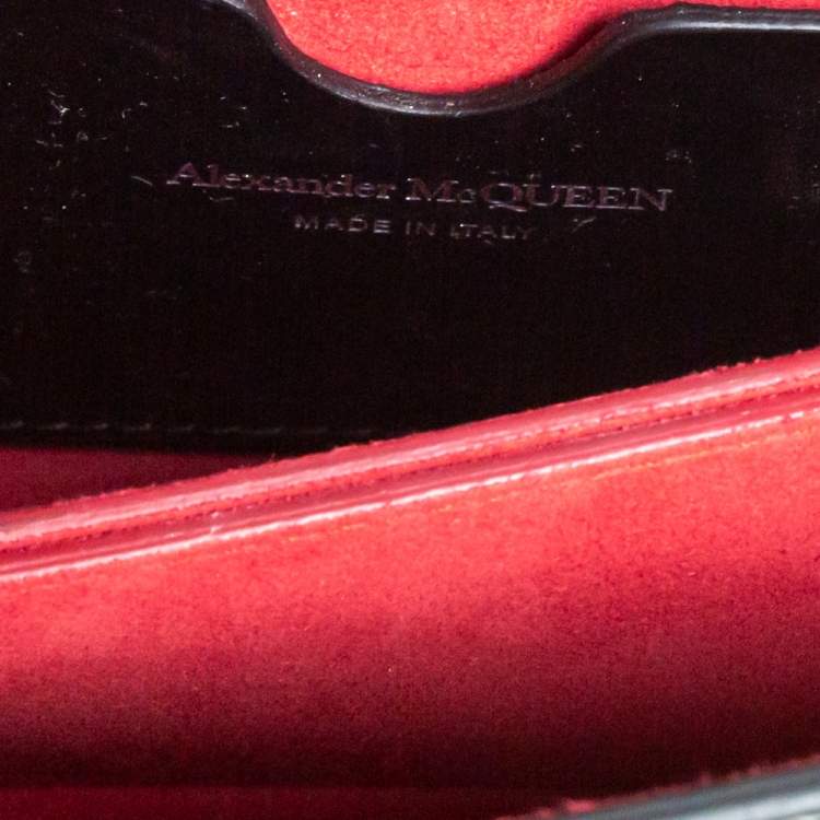 Pre Owned Alexander McQueen Black Patent Leather 4 Ring Flap Shoulder Bag