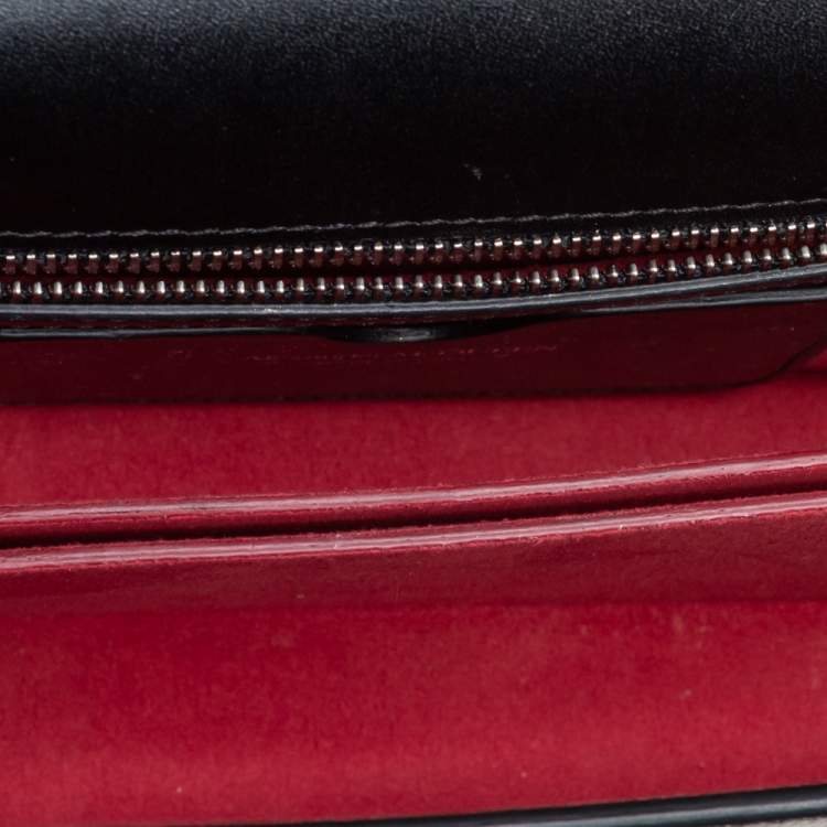 Pre Owned Alexander McQueen Black Patent Leather 4 Ring Flap Shoulder Bag