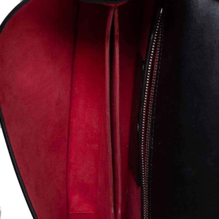 Pre Owned Alexander McQueen Black Patent Leather 4 Ring Flap Shoulder Bag