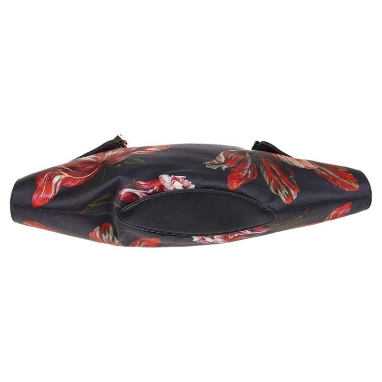 مملوكة مسبقًا Alexander McQueen Black Printed Satin De Manta Clutch