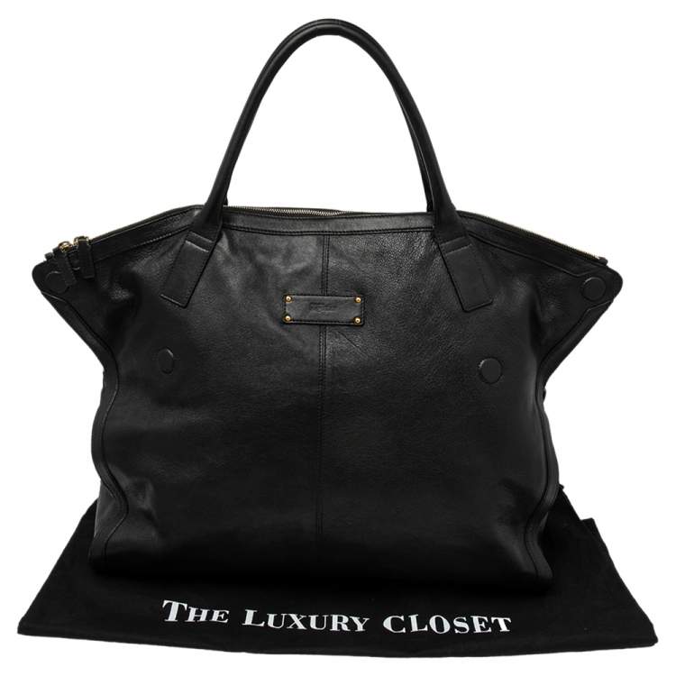 Pre Owned Alexander McQueen Black Leather Large De Manta Tote