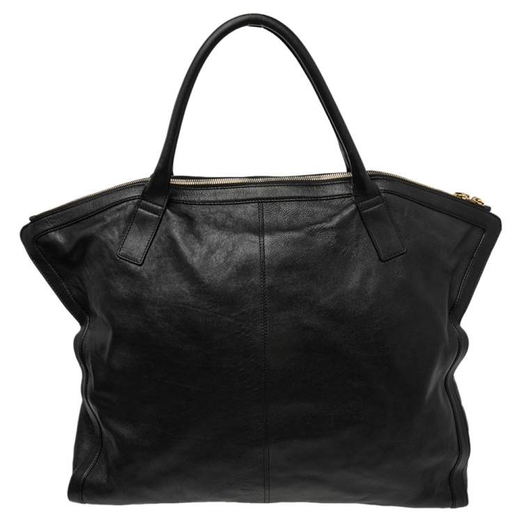 Pre Owned Alexander McQueen Black Leather Large De Manta Tote