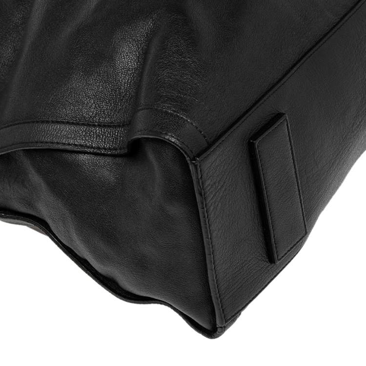 Pre Owned Alexander McQueen Black Leather Large De Manta Tote