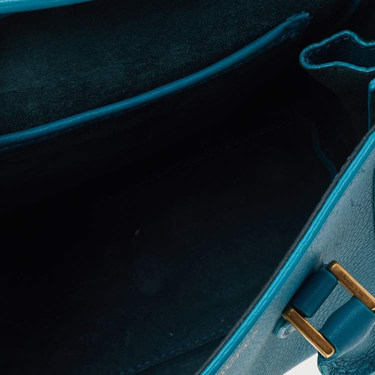 Pre Owned Alexander McQueen Turquoise Leather Mini Heroine Bag