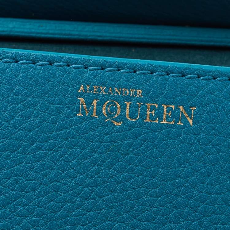 Pre Owned Alexander McQueen Turquoise Leather Mini Heroine Bag