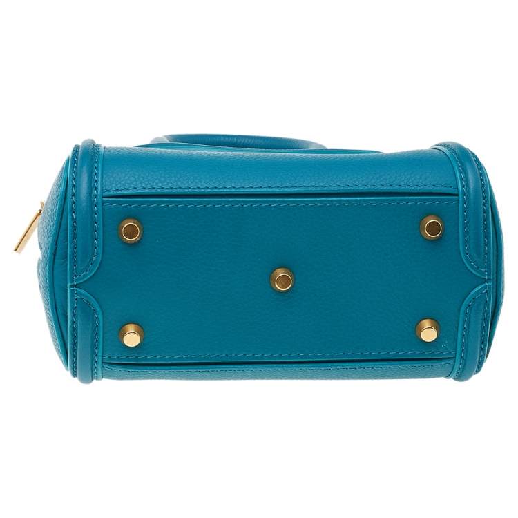 Pre Owned Alexander McQueen Turquoise Leather Mini Heroine Bag