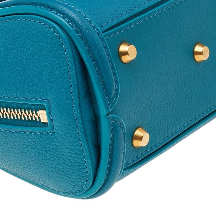 Pre Owned Alexander McQueen Turquoise Leather Mini Heroine Bag