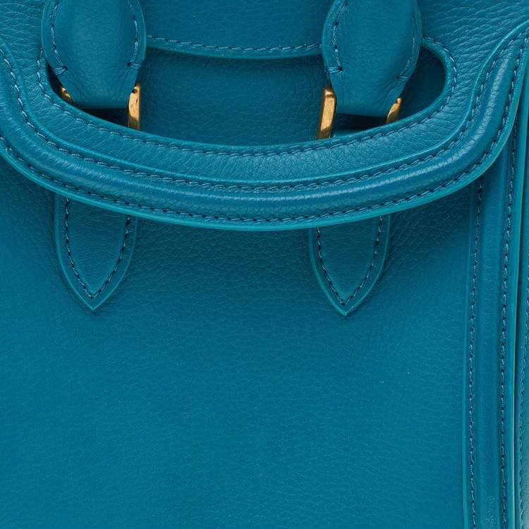 Pre Owned Alexander McQueen Turquoise Leather Mini Heroine Bag