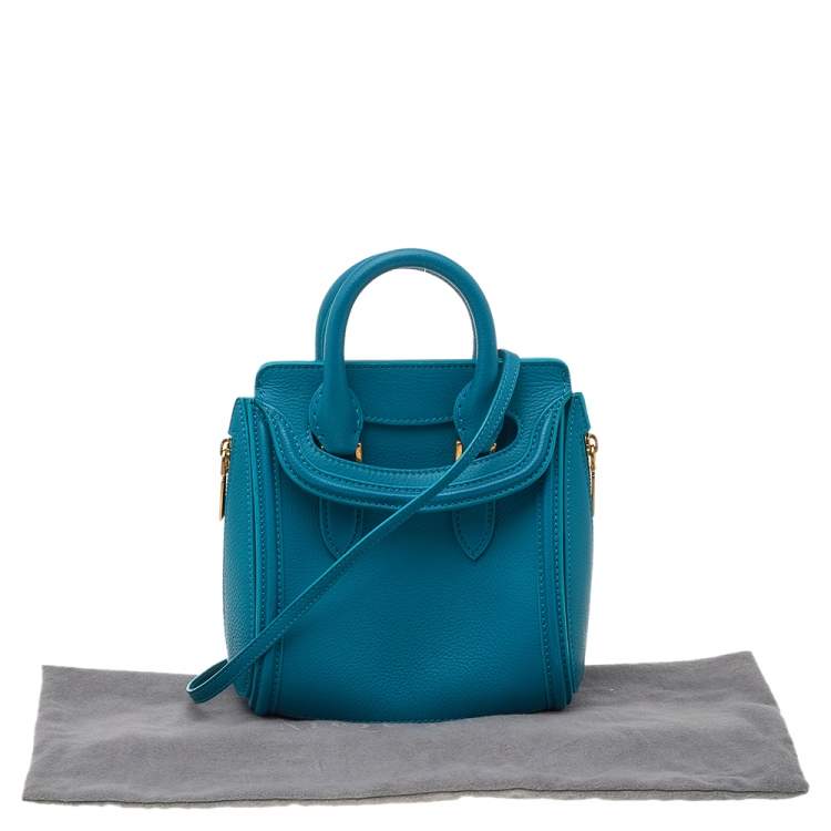 Pre Owned Alexander McQueen Turquoise Leather Mini Heroine Bag