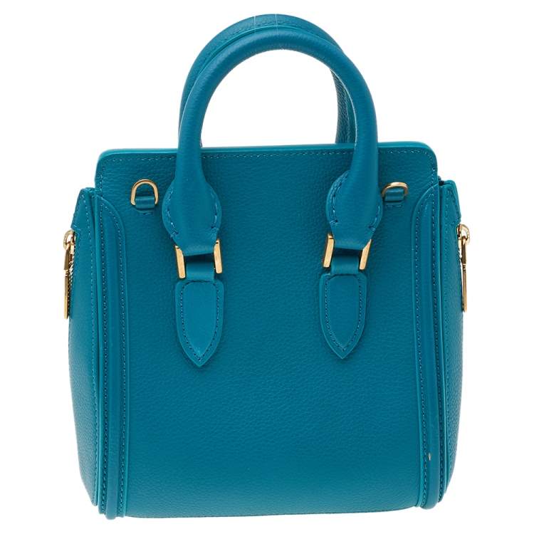 Pre Owned Alexander McQueen Turquoise Leather Mini Heroine Bag