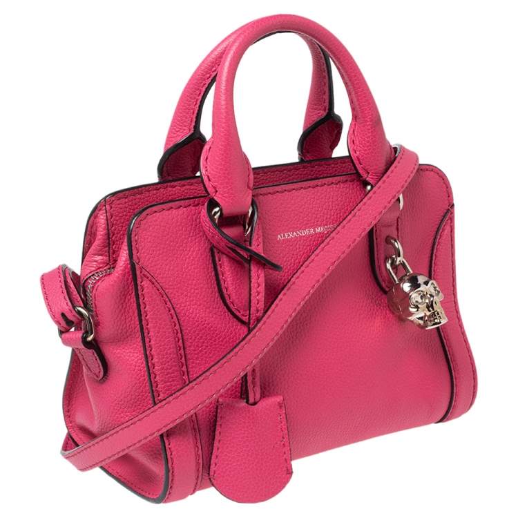 مملوكة مسبقًا Alexander McQueen Pink Leather Mini Skull Padlock Zip Tote