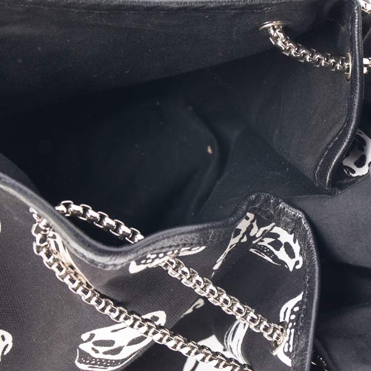 Pre Owned Alexander McQueen Black Skull Print Canvas Tote