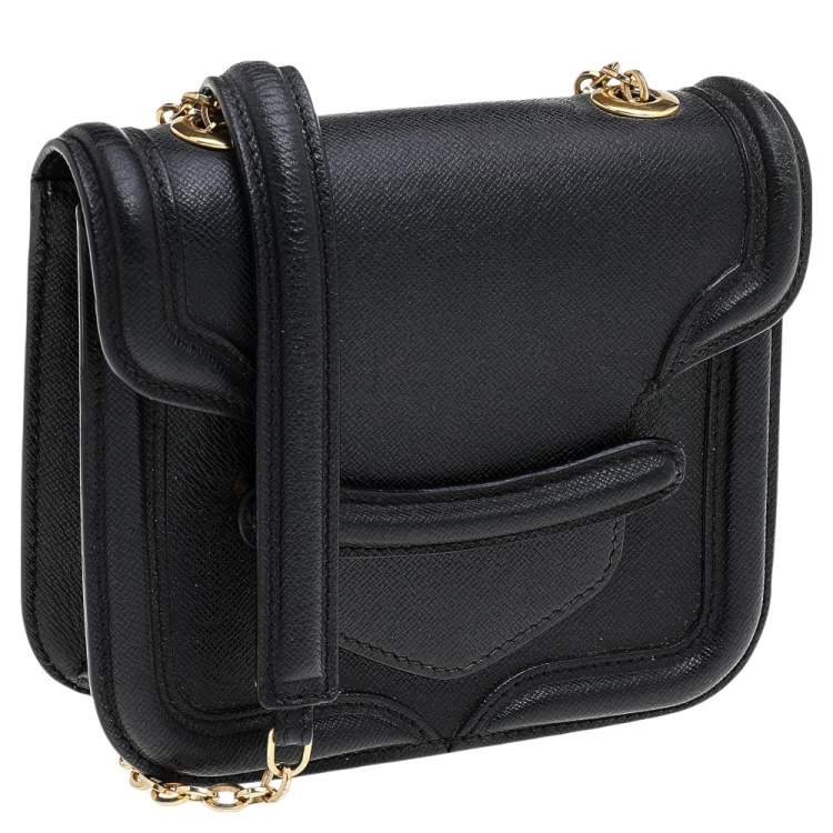 Pre Owned Alexander McQueen Black Leather Mini Heroine Crossbody Bag