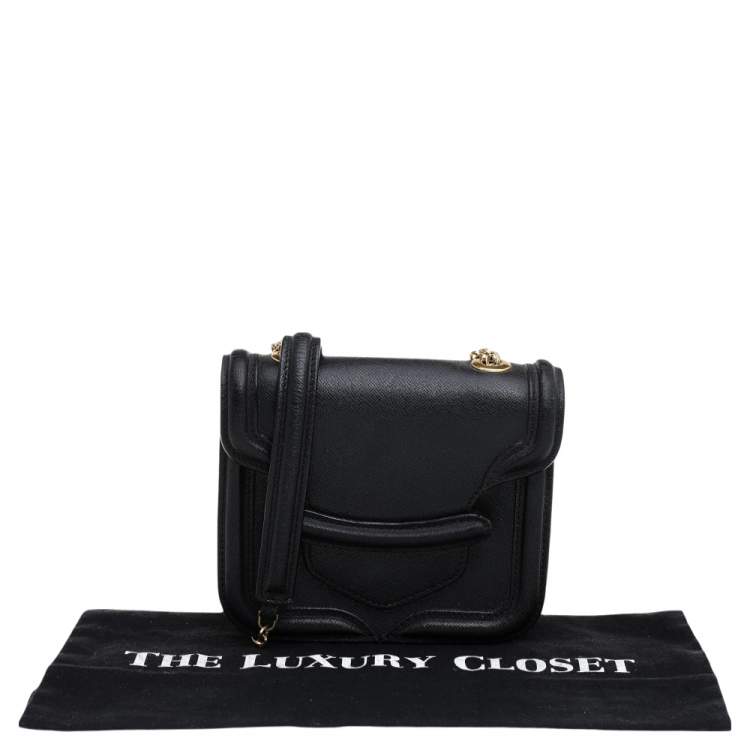 Pre Owned Alexander McQueen Black Leather Mini Heroine Crossbody Bag