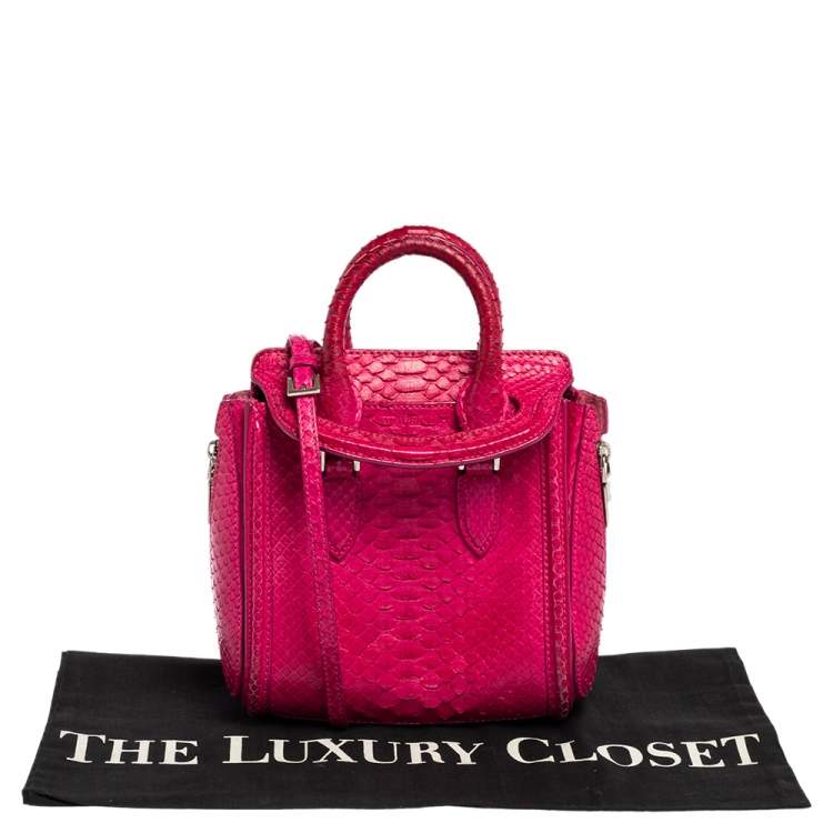 Pre Owned Alexander McQueen Pink Python Mini Heroine Bag