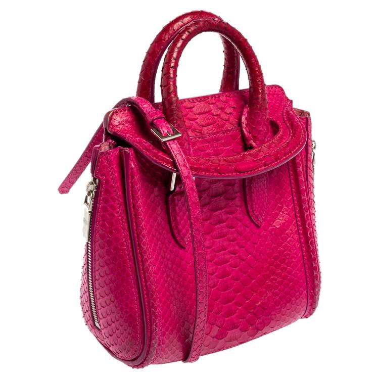Pre Owned Alexander McQueen Pink Python Mini Heroine Bag