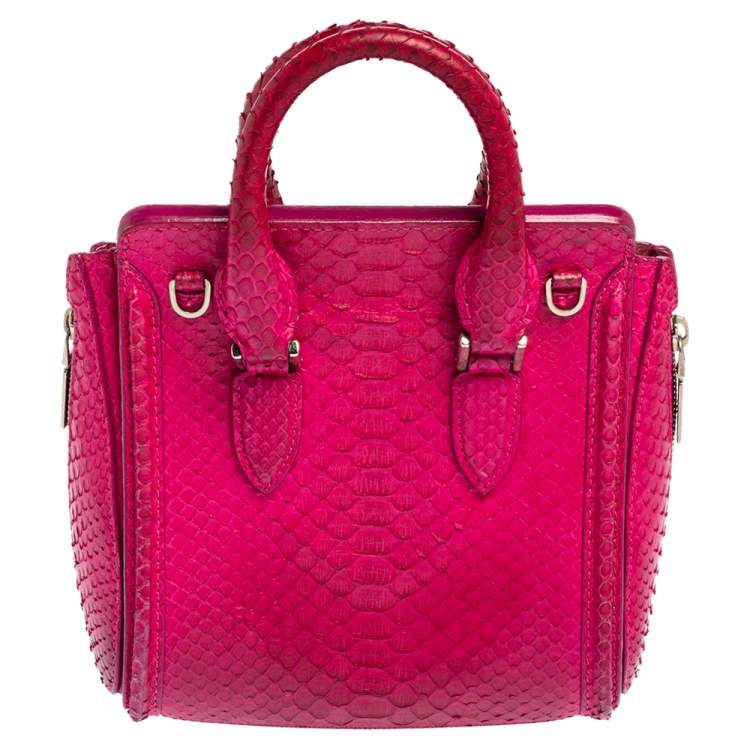 Pre Owned Alexander McQueen Pink Python Mini Heroine Bag