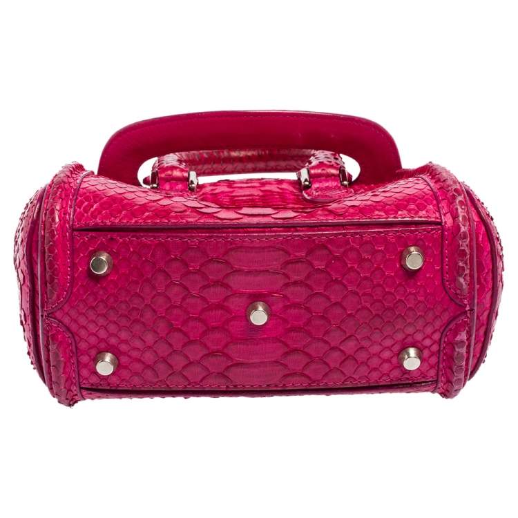 Pre Owned Alexander McQueen Pink Python Mini Heroine Bag