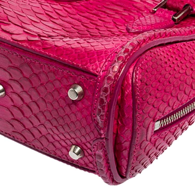 Pre Owned Alexander McQueen Pink Python Mini Heroine Bag