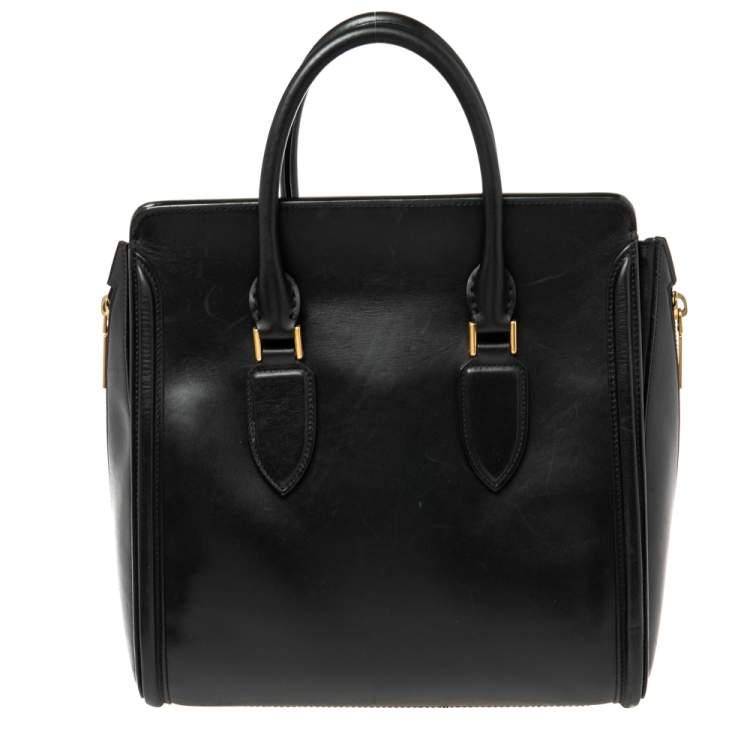 Pre Owned Alexander McQueen Black Leather Medium Heroine Tote