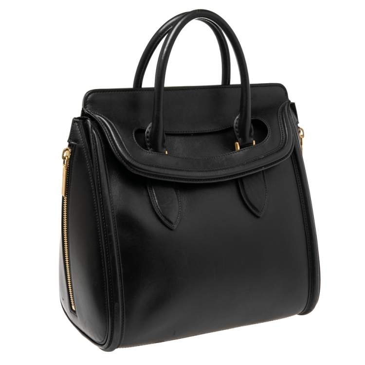 Pre Owned Alexander McQueen Black Leather Medium Heroine Tote