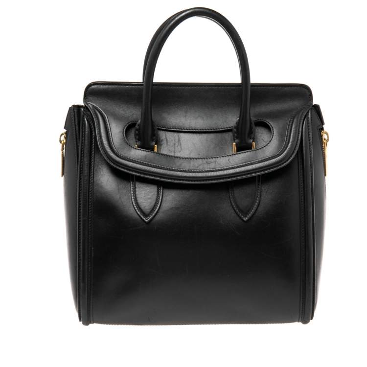Pre Owned Alexander McQueen Black Leather Medium Heroine Tote
