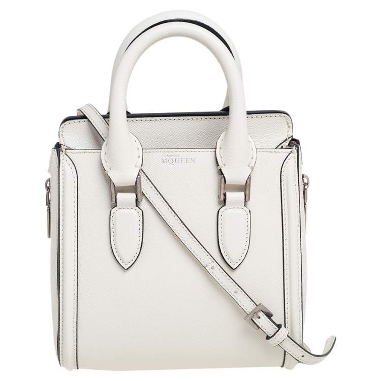 Pre Owned Alexander McQueen White Leather Mini Heroine Bag