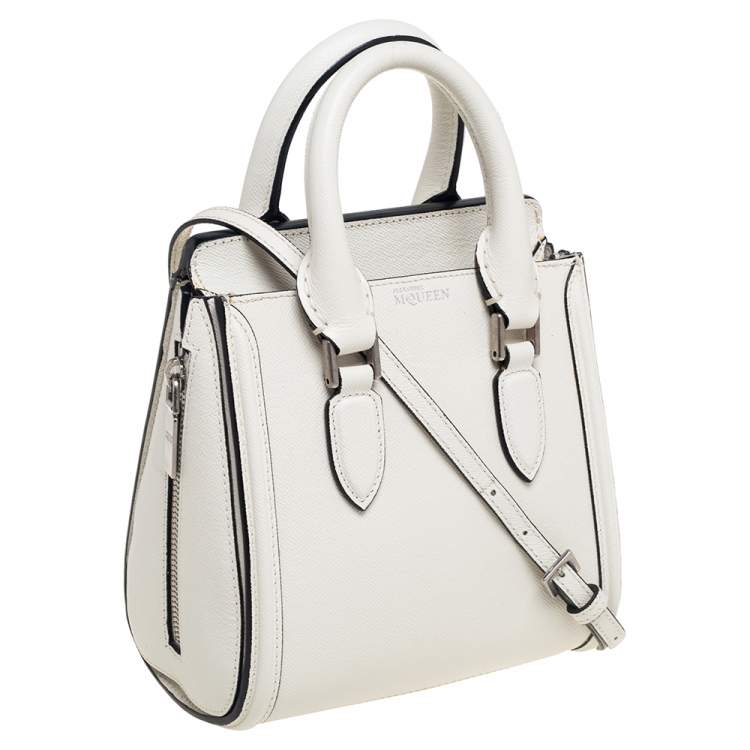 Pre Owned Alexander McQueen White Leather Mini Heroine Bag