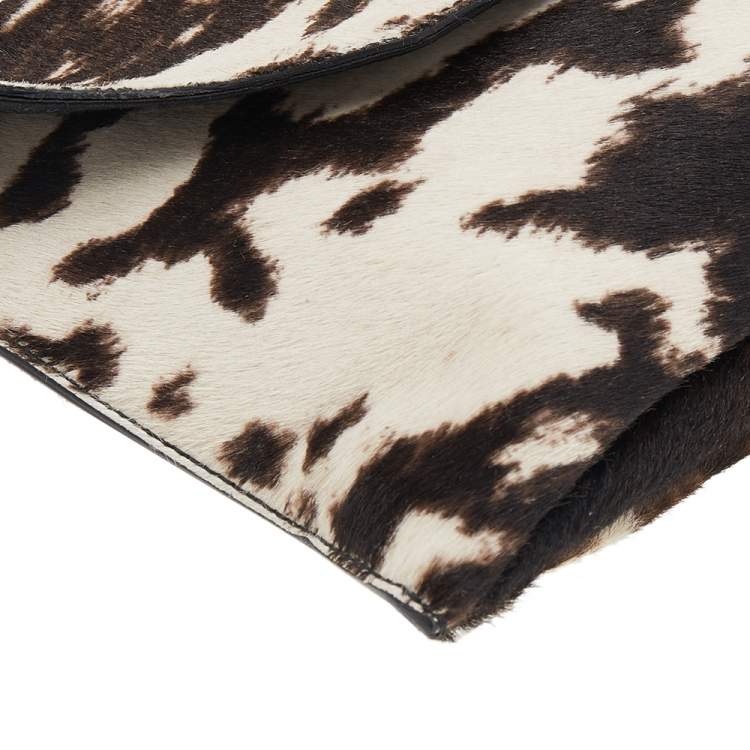 Pre Owned Alexander McQueen Brown Animal Print Calf Hair Clutch