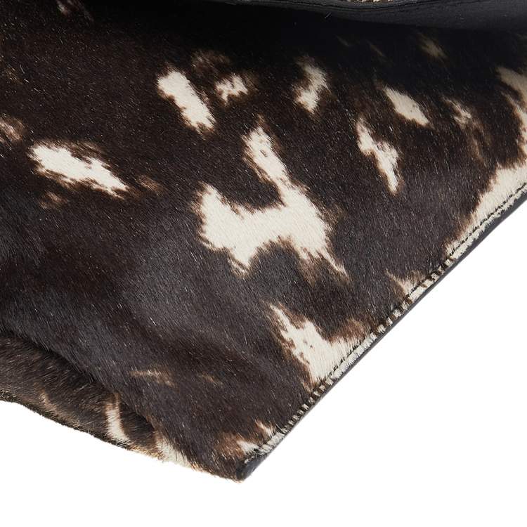 Pre Owned Alexander McQueen Brown Animal Print Calf Hair Clutch