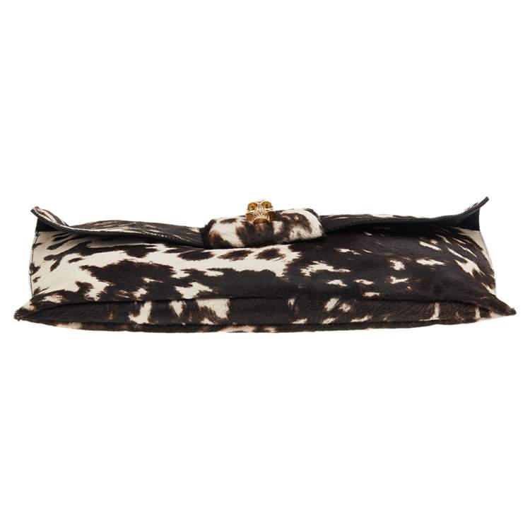 Pre Owned Alexander McQueen Brown Animal Print Calf Hair Clutch