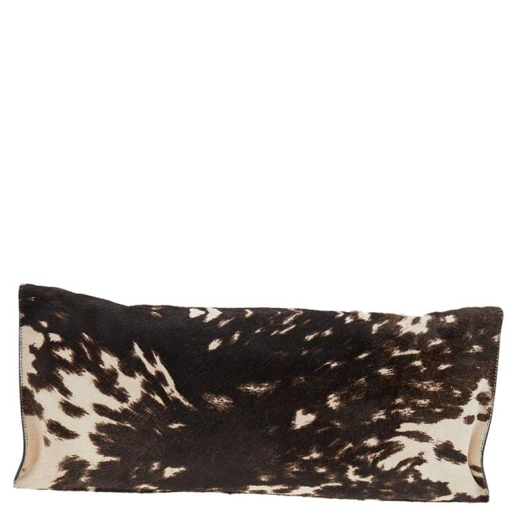 Pre Owned Alexander McQueen Brown Animal Print Calf Hair Clutch