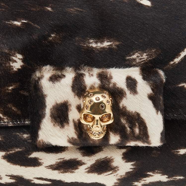 Pre Owned Alexander McQueen Brown Animal Print Calf Hair Clutch