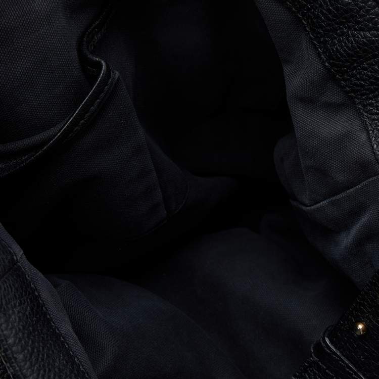 Pre Owned Alexander McQueen Black/Peach Woven Detail Leather Skull Bucket Bag