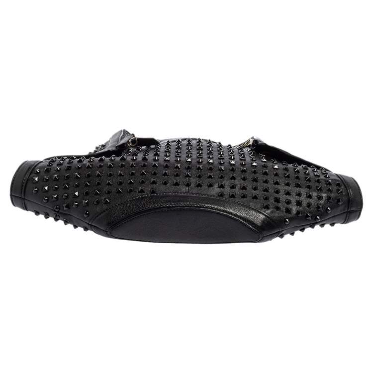 Pre Owned Alexander McQueen Black Leather Medium De Manta Studded Clutch