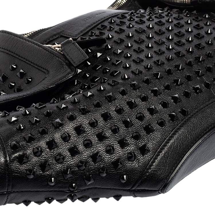Pre Owned Alexander McQueen Black Leather Medium De Manta Studded Clutch