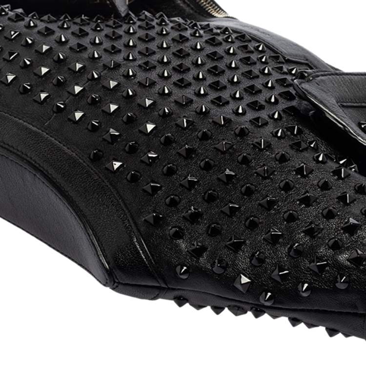 Pre Owned Alexander McQueen Black Leather Medium De Manta Studded Clutch