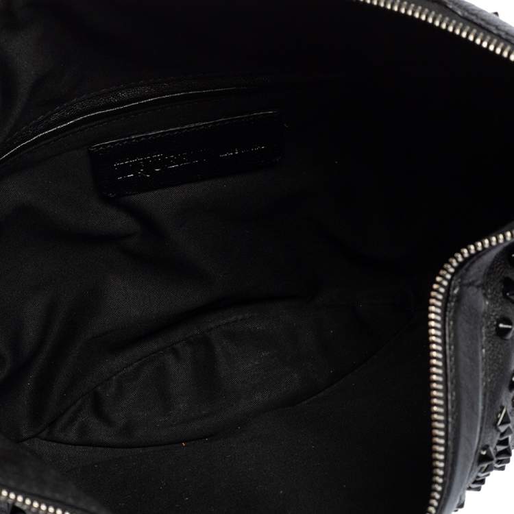 Pre Owned Alexander McQueen Black Leather Medium De Manta Studded Clutch